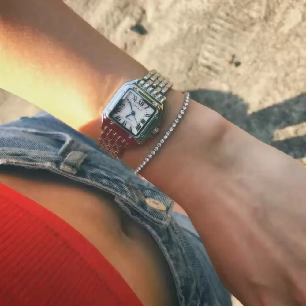 Classic Silver Square Watch